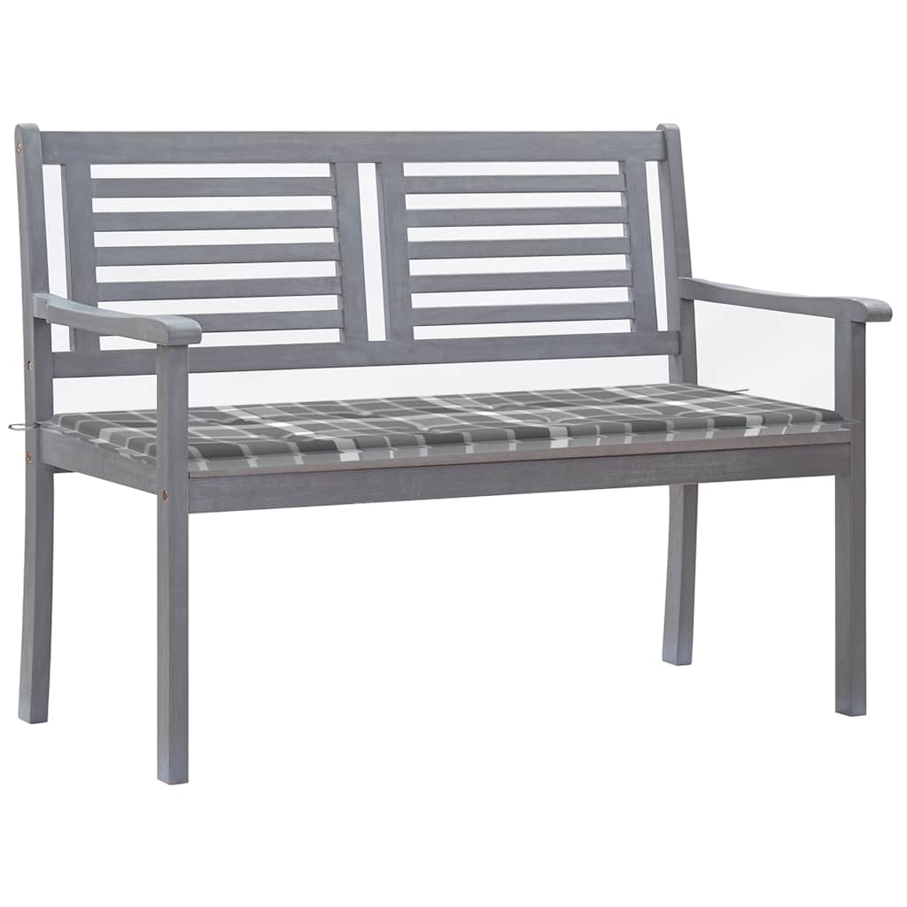 Panca Da Giardino 2 Posti Con Cuscino 120cm Grigia In Eucalipto