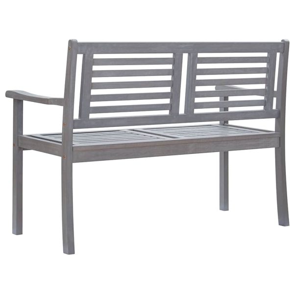 Panca Da Giardino 2 Posti Con Cuscino 120cm Grigia In Eucalipto - Image 4