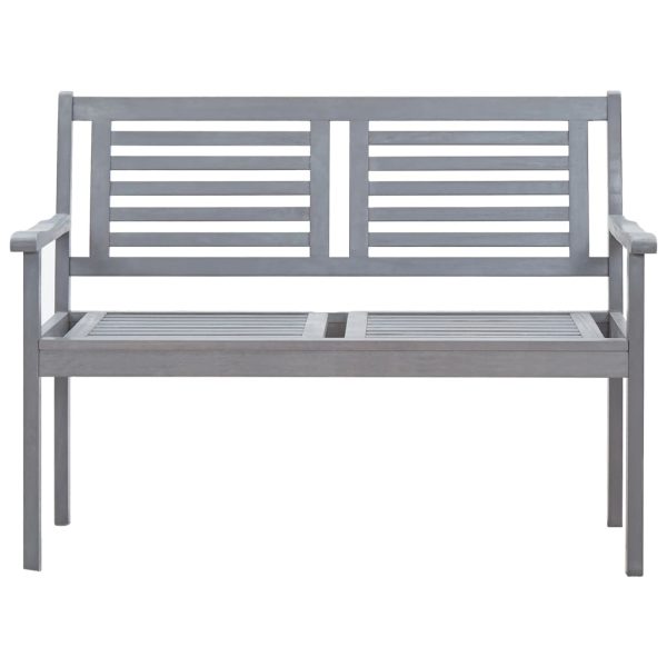 Panca Da Giardino 2 Posti Con Cuscino 120cm Grigia In Eucalipto - Image 3
