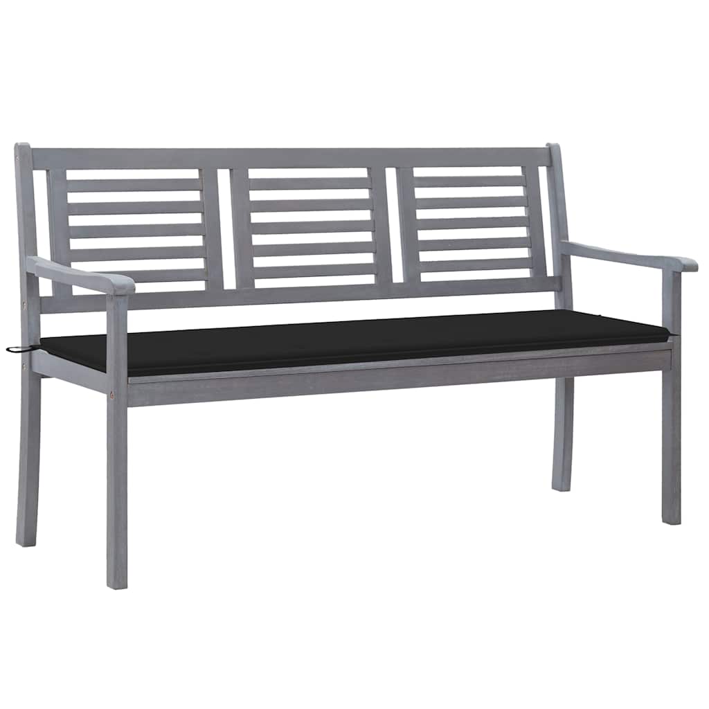 Panca Da Giardino 3 Posti Con Cuscino 150cm Grigia In Eucalipto
