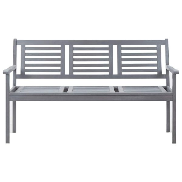 Panca Da Giardino 3 Posti Con Cuscino 150cm Grigia In Eucalipto - Image 3