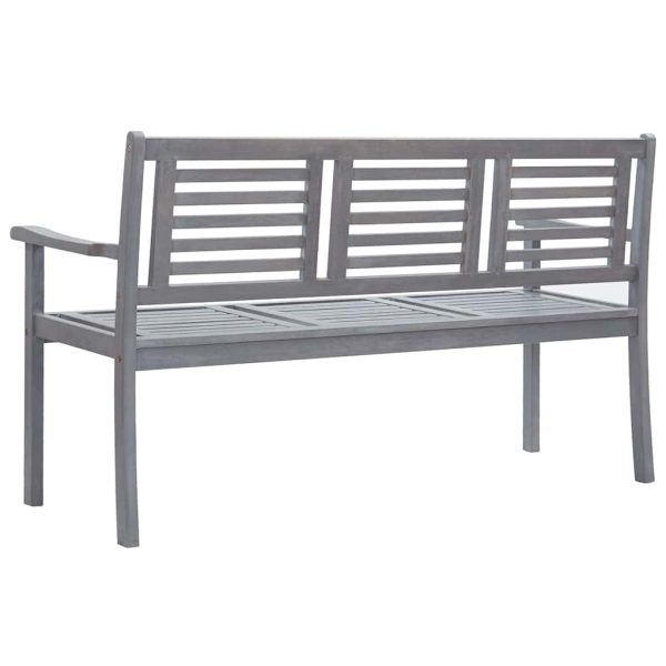 Panca Da Giardino 3 Posti Con Cuscino 150cm Grigia In Eucalipto - Image 4