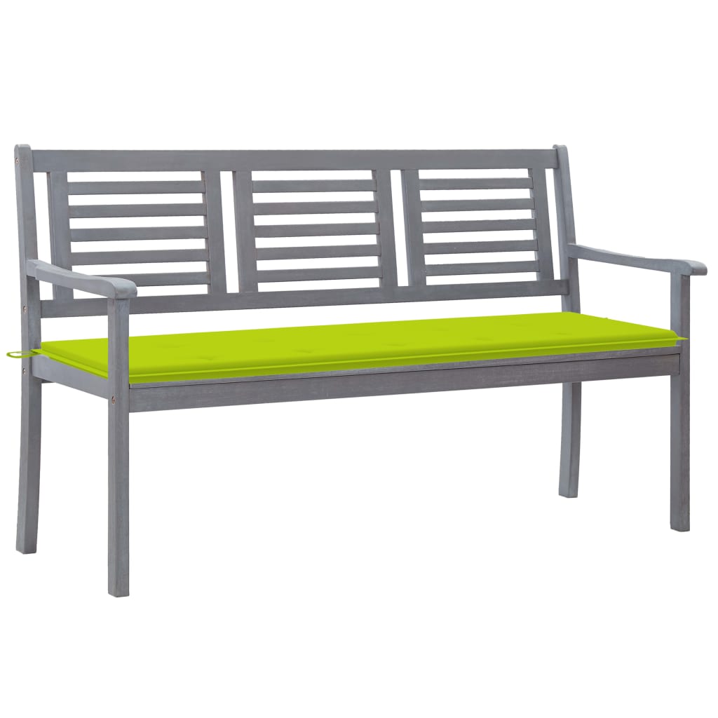 Panca Da Giardino 3 Posti Con Cuscino 150cm Grigia In Eucalipto