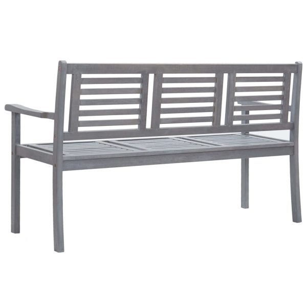 Panca Da Giardino 3 Posti Con Cuscino 150cm Grigia In Eucalipto - Image 4
