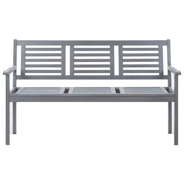 Panca Da Giardino 3 Posti Con Cuscino 150cm Grigia In Eucalipto - Image 3