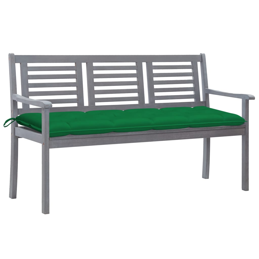 Panca Da Giardino 3 Posti Con Cuscino 150cm Grigia In Eucalipto