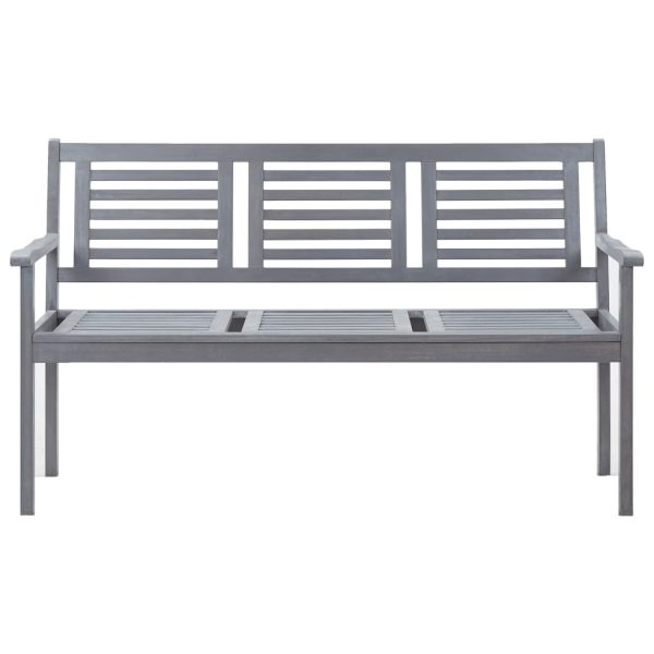 Panca Da Giardino 3 Posti Con Cuscino 150cm Grigia In Eucalipto - Image 3