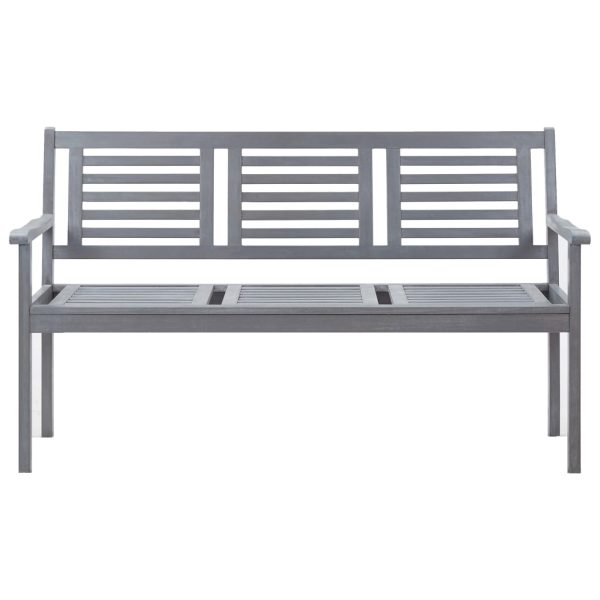 Panca Da Giardino 3 Posti Con Cuscino 150cm Grigia In Eucalipto - Image 3