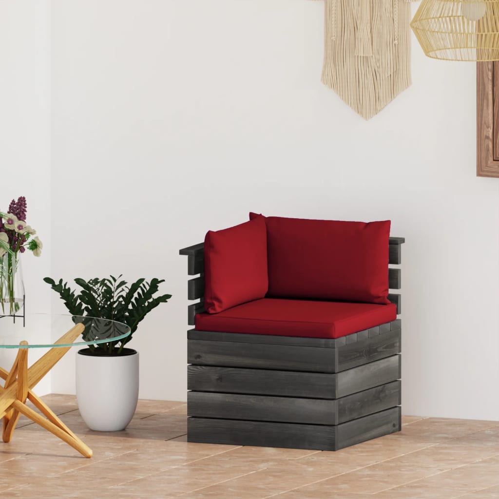 Divano Angolare Da Giardino Su Pallet Con Cuscini Legno Di Pino