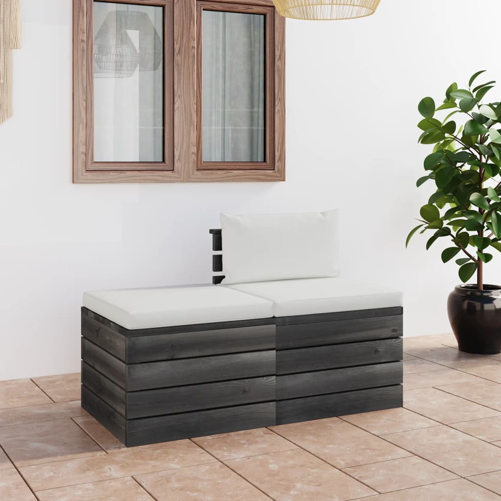 Set Divani Da Giardino Su Pallet 2 Pz Con Cuscini Massello Pino