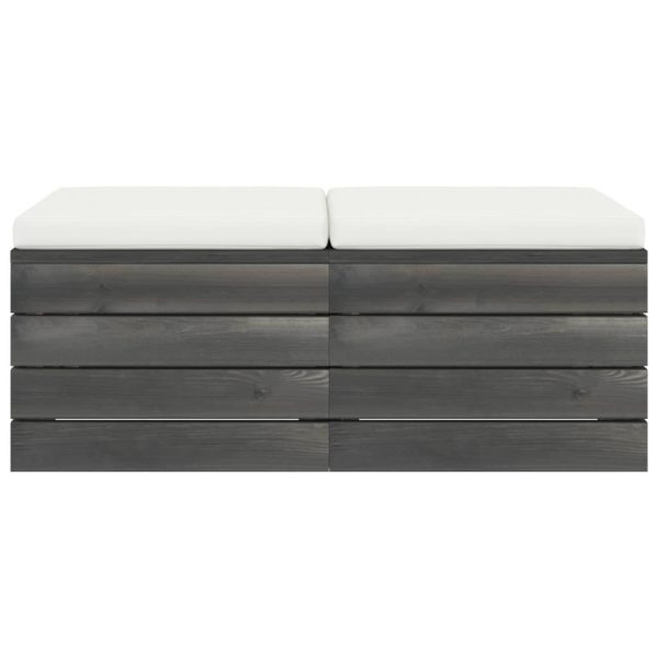 Pouf Da Giardino Su Pallet 2 Pz Con Cuscini In Massello Di Pino - Image 3