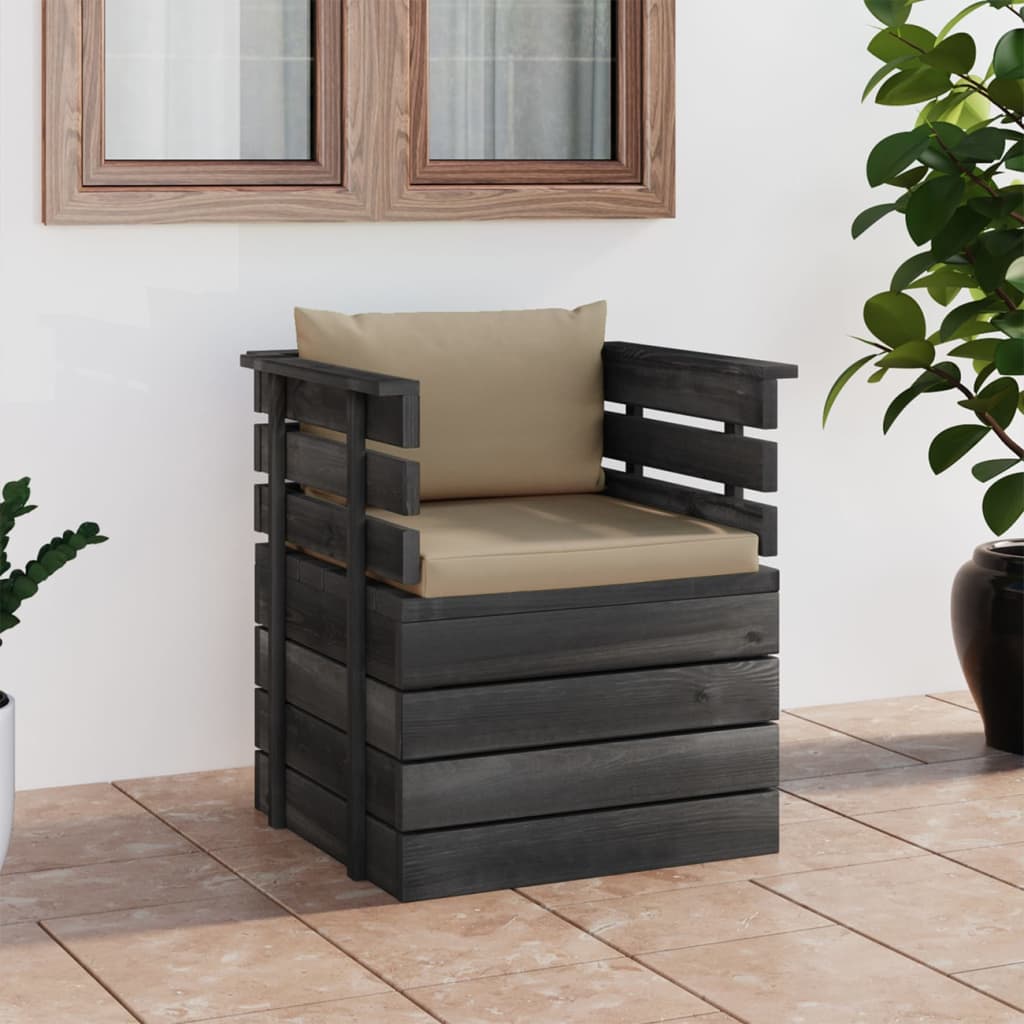 Poltrona Da Giardino Con Cuscini In Legno Di Pino