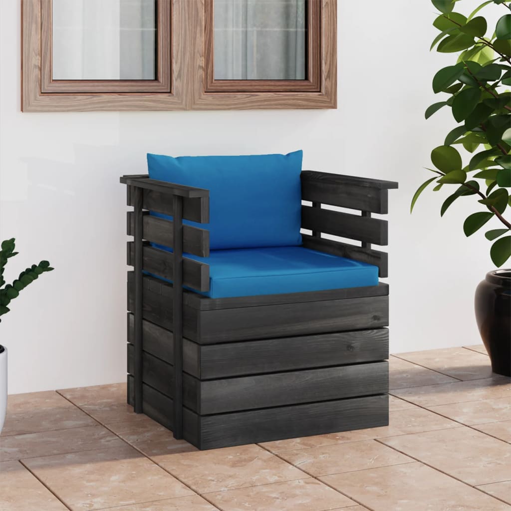 Poltrona Da Giardino Con Cuscini In Legno Di Pino