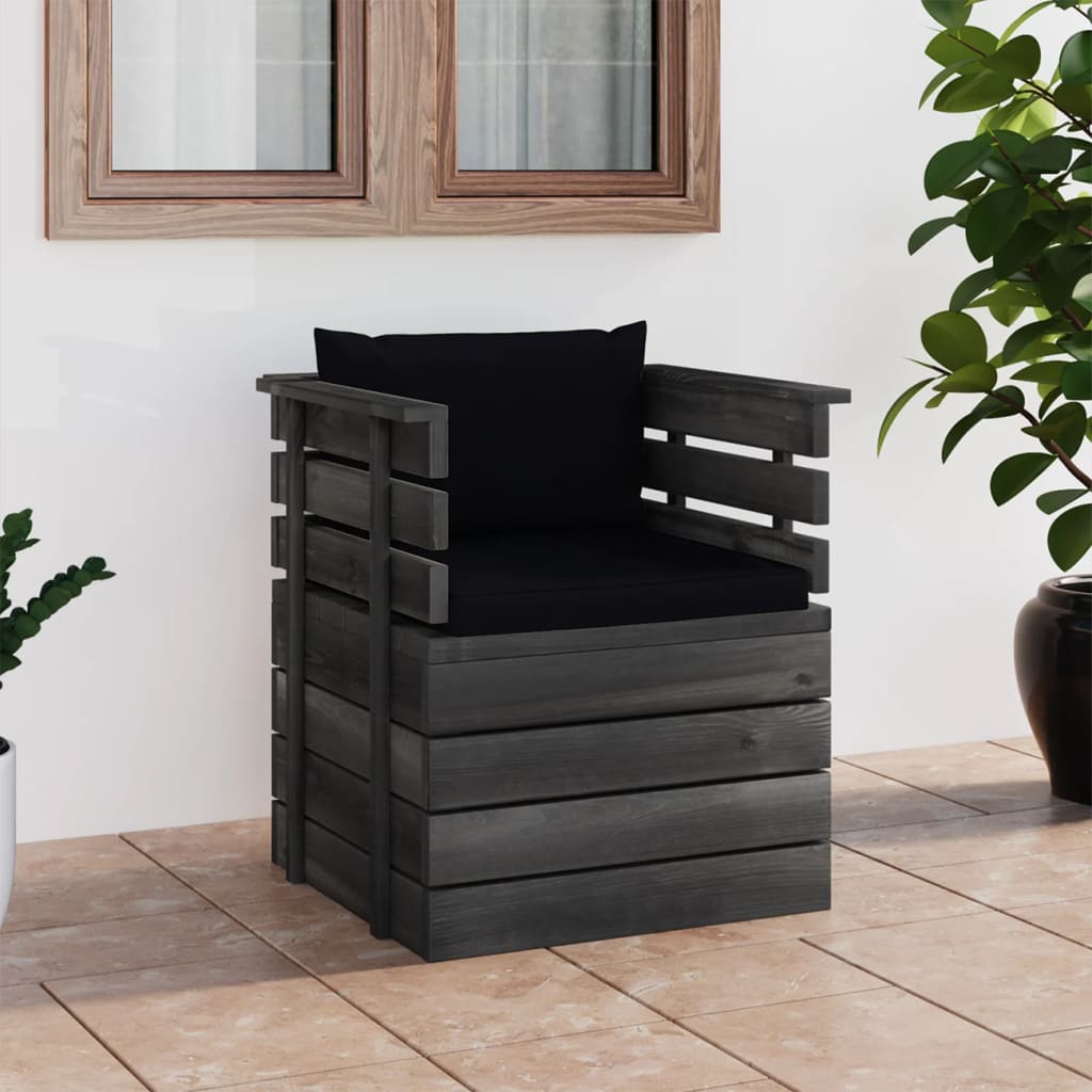 Poltrona Da Giardino Con Cuscini In Legno Di Pino