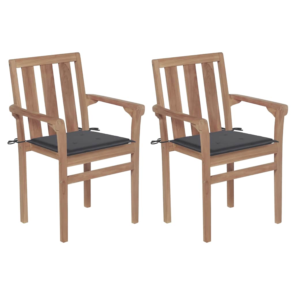 Sedie Da Giardino 2 Pz Con Cuscini Antracite Massello Di Teak
