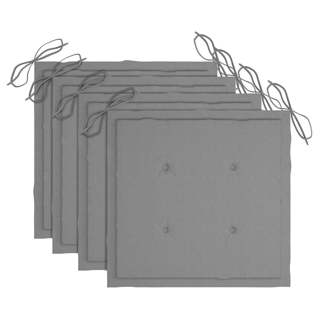 Sedie Da Giardino Con Cuscini Grigi 4 Pz Massello Di Teak - Image 6