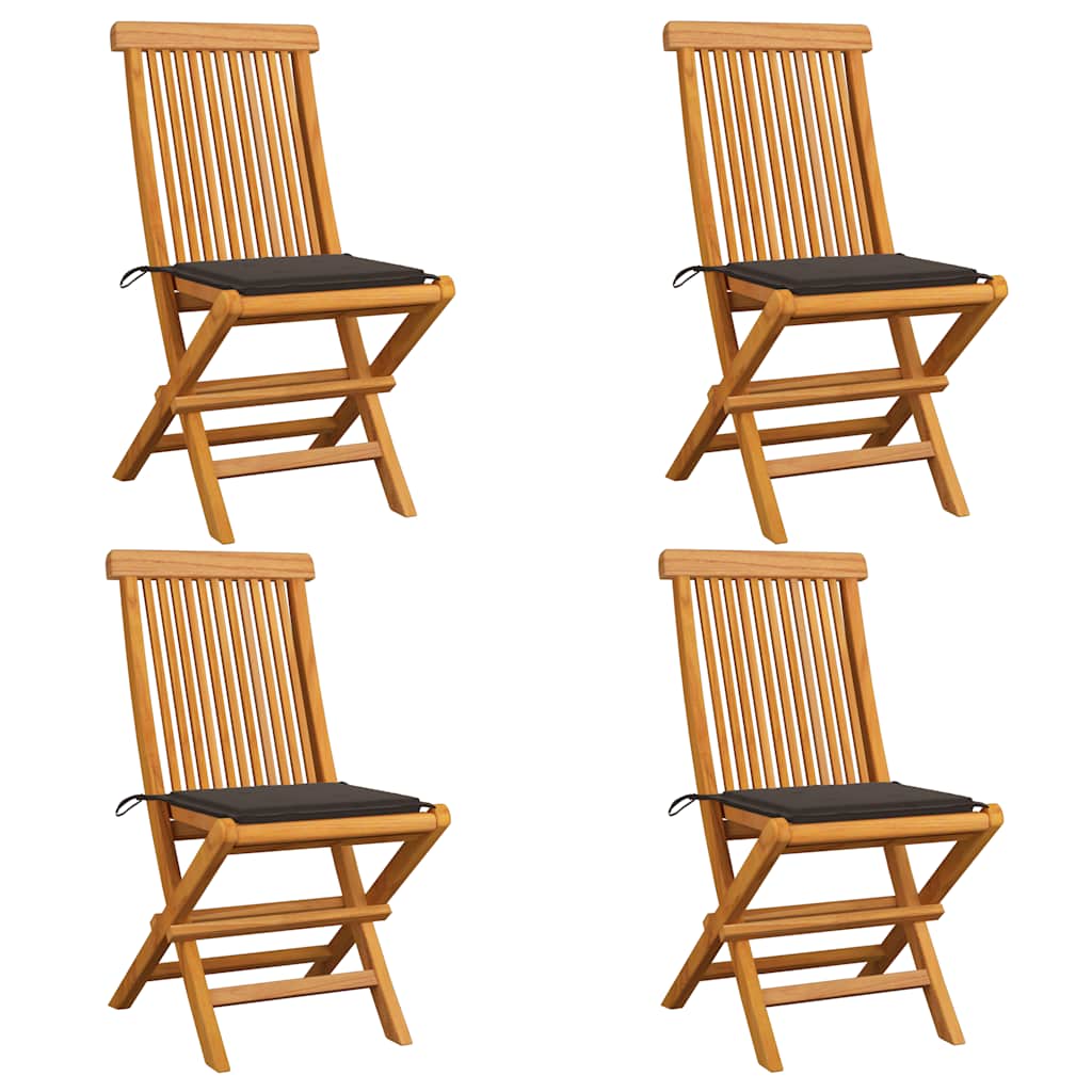 Sedie Da Giardino E Cuscini Grigio Talpa 4 Pz Massello Di Teak