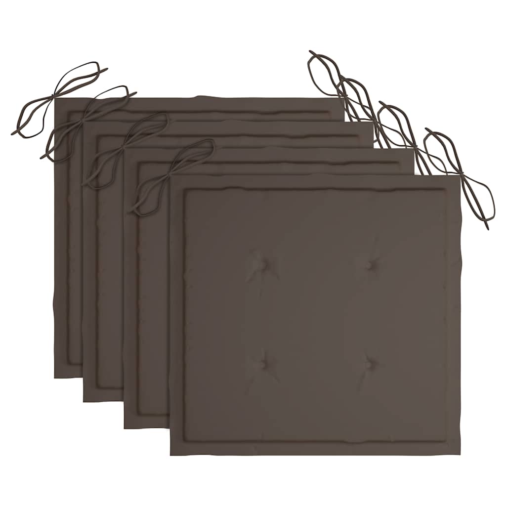 Sedie Da Giardino E Cuscini Grigio Talpa 4 Pz Massello Di Teak - Image 6