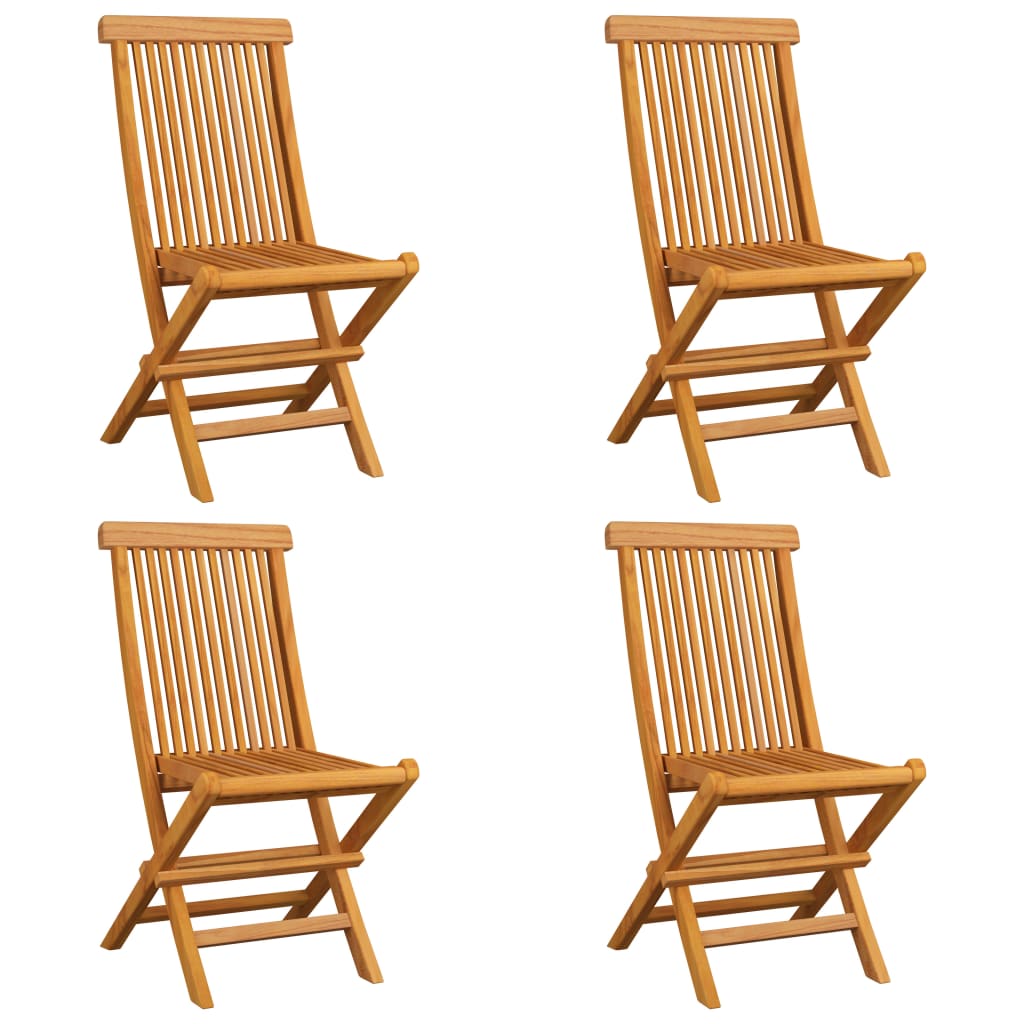 Sedie Da Giardino Con Cuscini Blu 4 Pz Massello Di Teak - Image 3