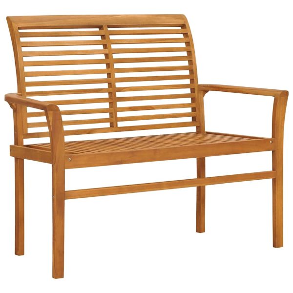 Panca Da Giardino Con Cuscino Grigio 112 Cm In Legno Di Teak - Image 2