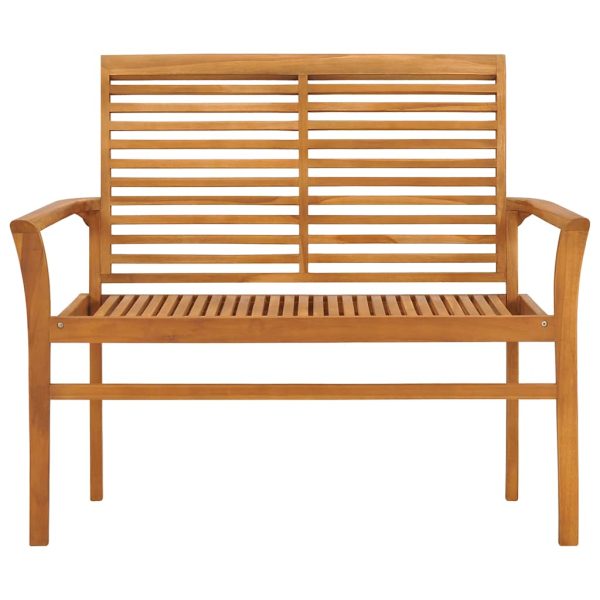 Panca Da Giardino Con Cuscino Grigio 112 Cm In Legno Di Teak - Image 3