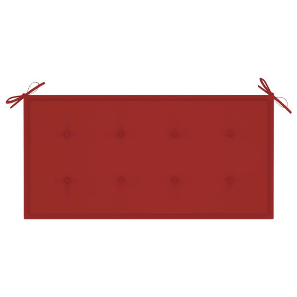 Panca Da Giardino Con Cuscino Rosso 112cm Teak Massello - Image 6