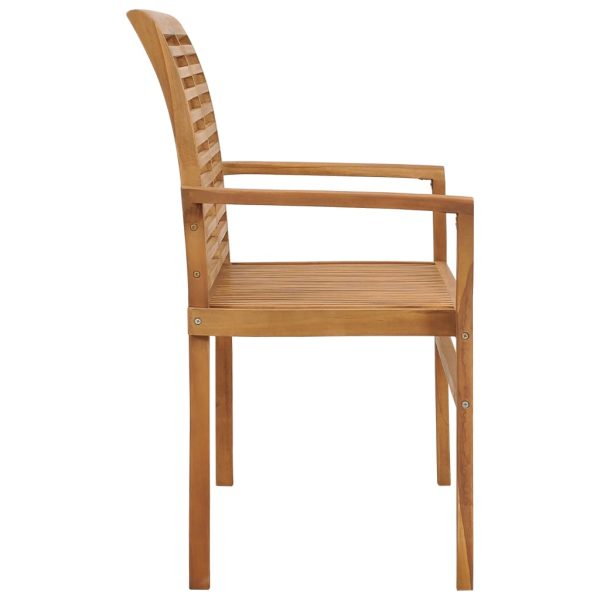 Panca Da Giardino Con Cuscino Grigio 112 Cm In Legno Di Teak - Image 4