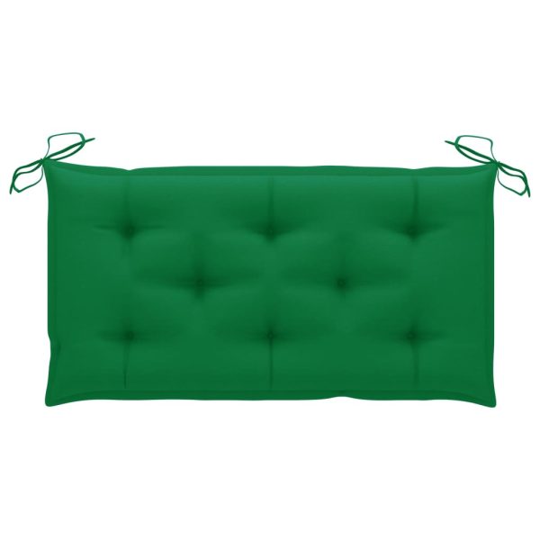 Panca Da Giardino Con Cuscino Verde 112 Cm In Legno Di Teak - Image 6