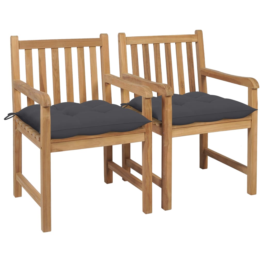 Sedie Da Giardino 2 Pz Con Cuscini Antracite Massello Di Teak