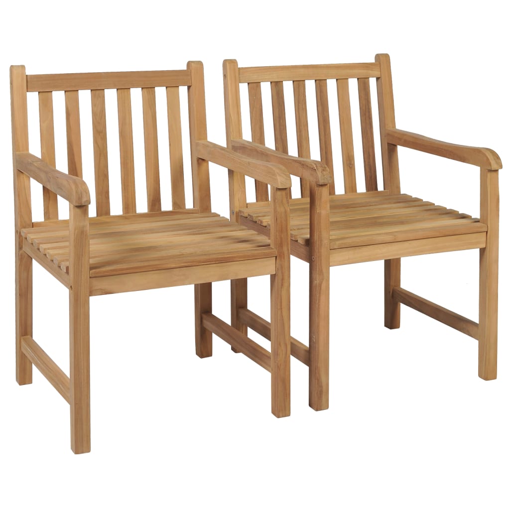 Sedie Da Giardino 2 Pz Con Cuscini Antracite Massello Di Teak - Image 3