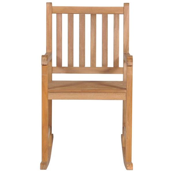 Sedia A Dondolo Con Cuscino Antracite In Legno Di Teak - Image 3