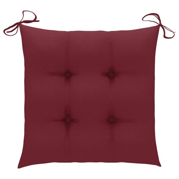 Sedia A Dondolo Con Cuscino Rosso Vino In Massello Di Teak - Image 3