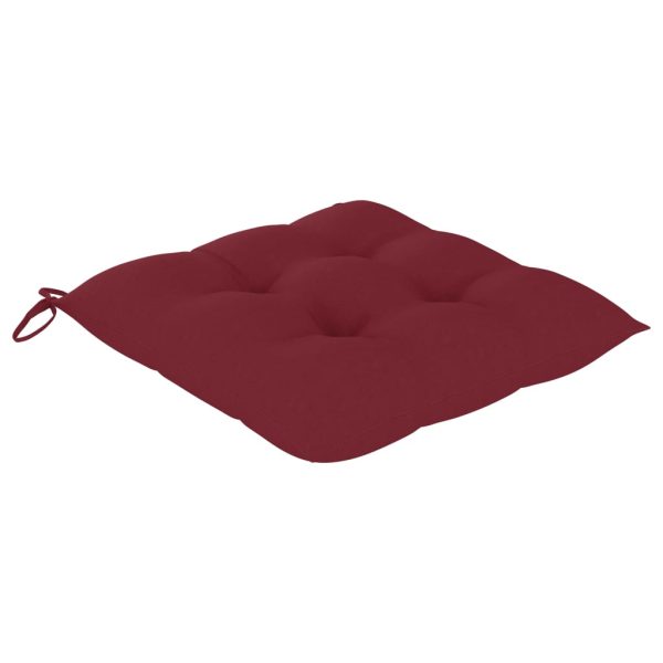 Sedia A Dondolo Con Cuscino Rosso Vino In Massello Di Teak - Image 4