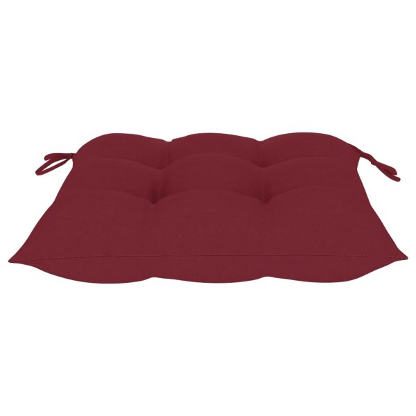 Sedia A Dondolo Con Cuscino Rosso Vino In Massello Di Teak - Image 5
