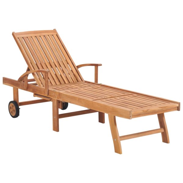 Lettino Prendisole Con Tavolo E Cuscino Antracite Legno Di Teak - Image 2