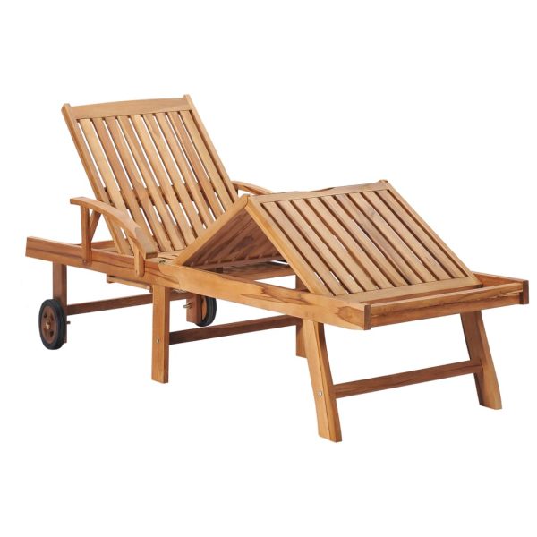 Lettino Prendisole Con Tavolo E Cuscino Antracite Legno Di Teak - Image 3