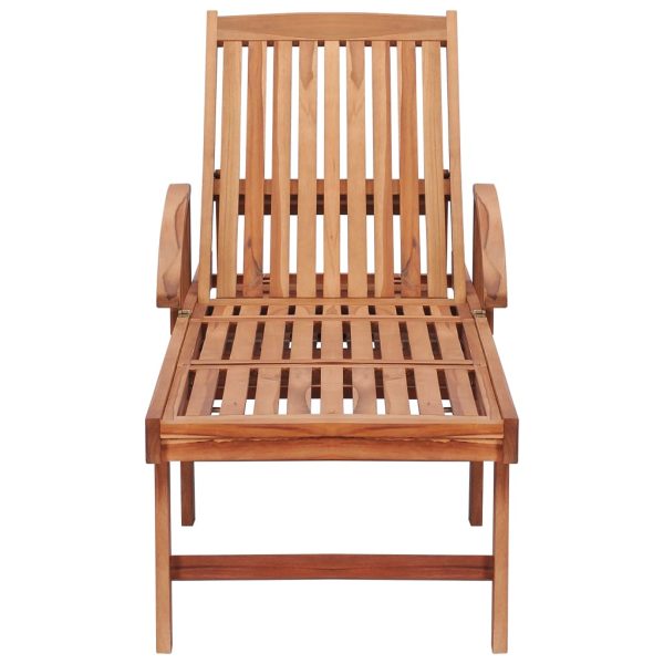 Lettino Prendisole Con Tavolo E Cuscino Antracite Legno Di Teak - Image 4