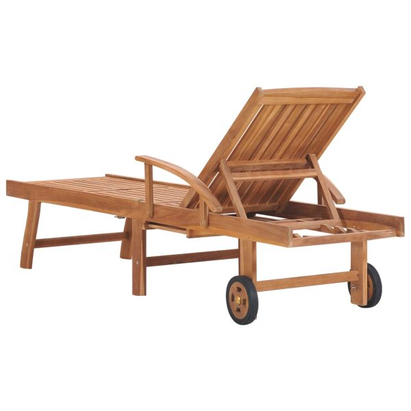 Lettino Prendisole Con Tavolo E Cuscino Antracite Legno Di Teak - Image 5