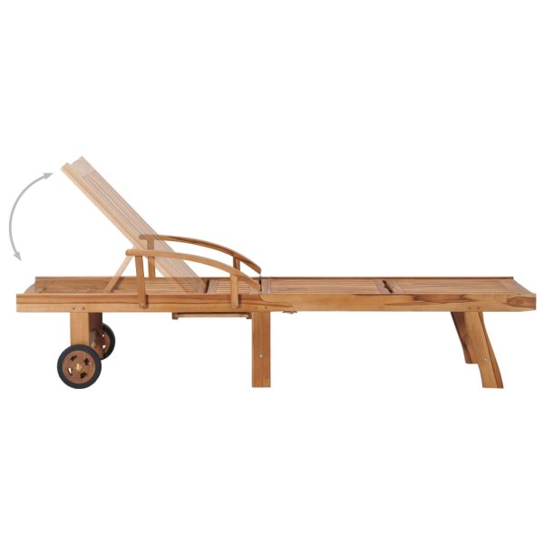 Lettino Prendisole Con Tavolo E Cuscino Antracite Legno Di Teak - Image 6