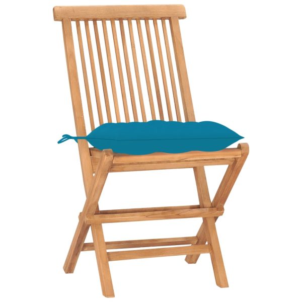 Set Da Pranzo Giardino Pieghevole 3 Pz Cuscino Massello Di Teak - Image 3