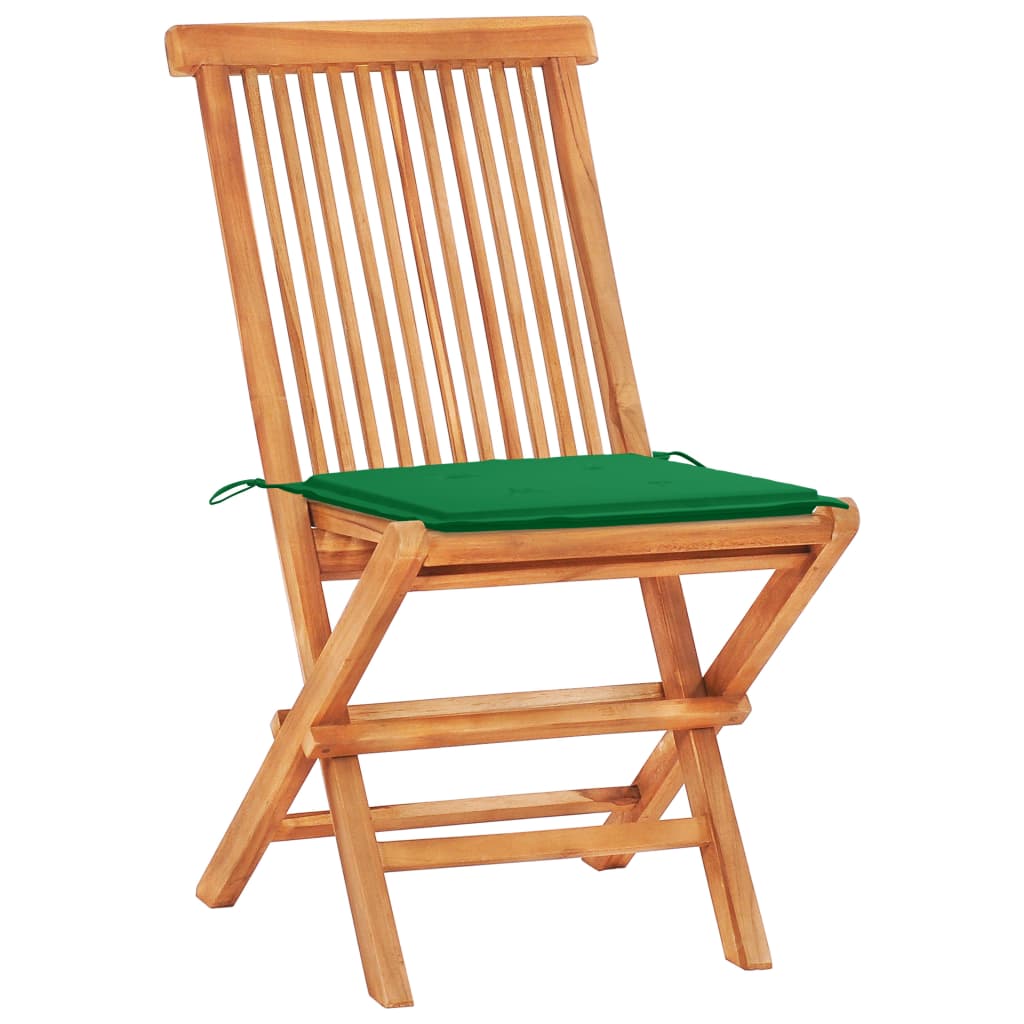 Set Da Bistrot 3 Pz Con Cuscini Verdi In Legno Massello Di Teak - Image 4