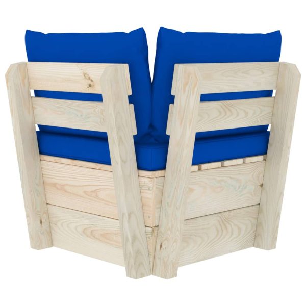 Divano Angolare Da Giardino Su Pallet E Cuscini Legno Di Abete - Image 5