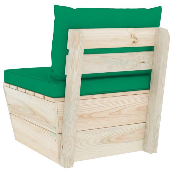 Divano Centrale Da Giardino Su Pallet E Cuscini Legno Di Abete - Image 5