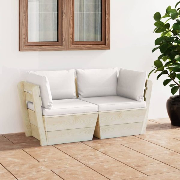 Divano Da Giardino A 2 Posti Su Pallet Con Cuscini Legno Abete