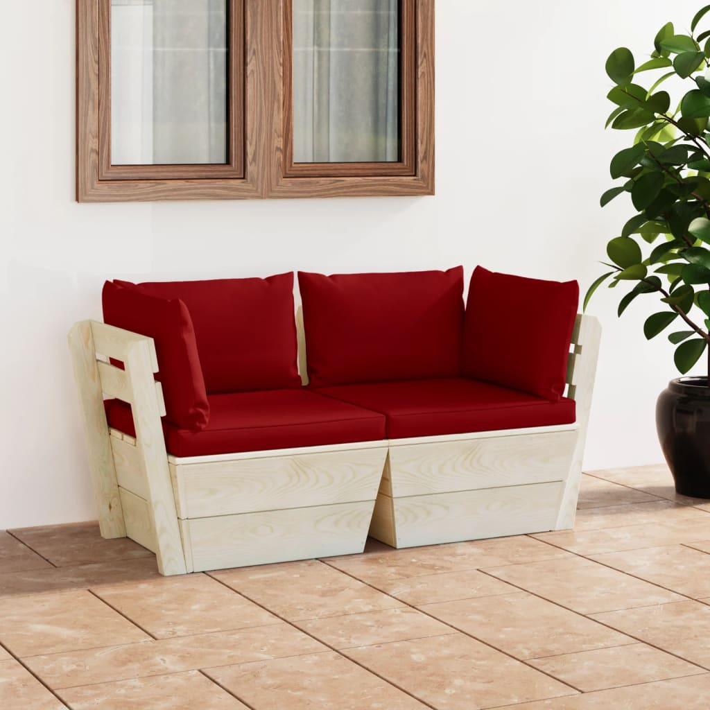 Divano Da Giardino A 2 Posti Su Pallet Con Cuscini Legno Abete