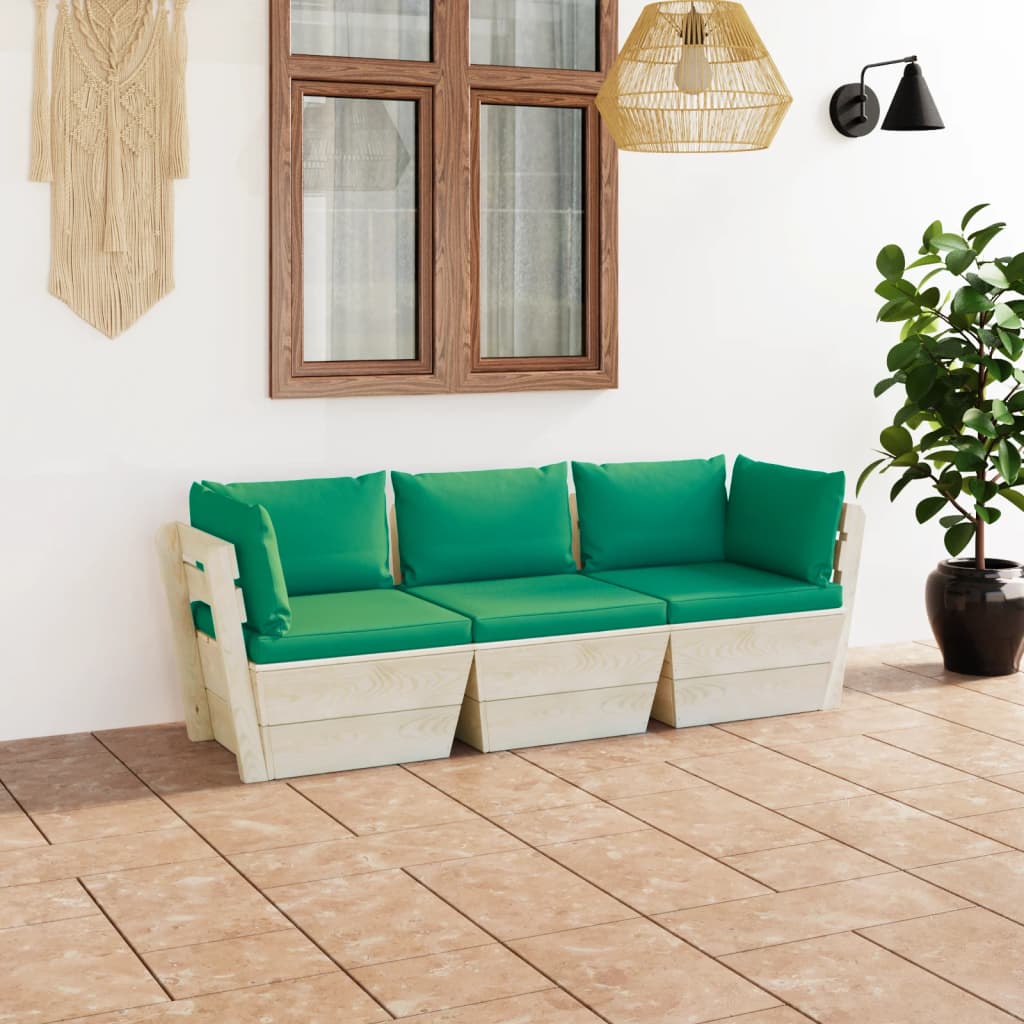 Divano Da Giardino A 3 Posti Su Pallet Con Cuscini Legno Abete