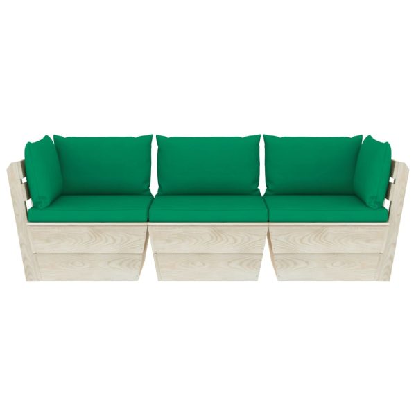 Divano Da Giardino A 3 Posti Su Pallet Con Cuscini Legno Abete - Image 3
