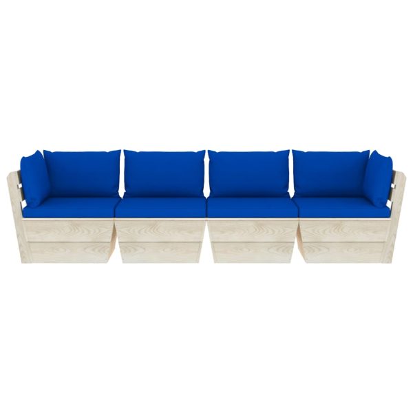 Divano Da Giardino A 4 Posti Su Pallet Con Cuscini Legno Abete - Image 3