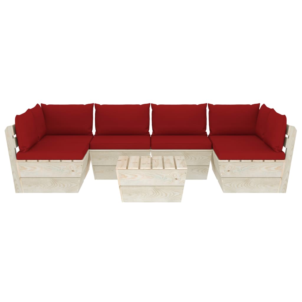 Set Divani Da Giardino Su Pallet 7 Pz Con Cuscini Legno Abete - Image 3