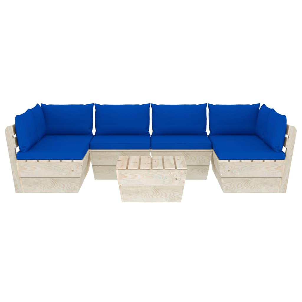 Set Divani Da Giardino Su Pallet 7 Pz Con Cuscini Legno Abete - Image 3
